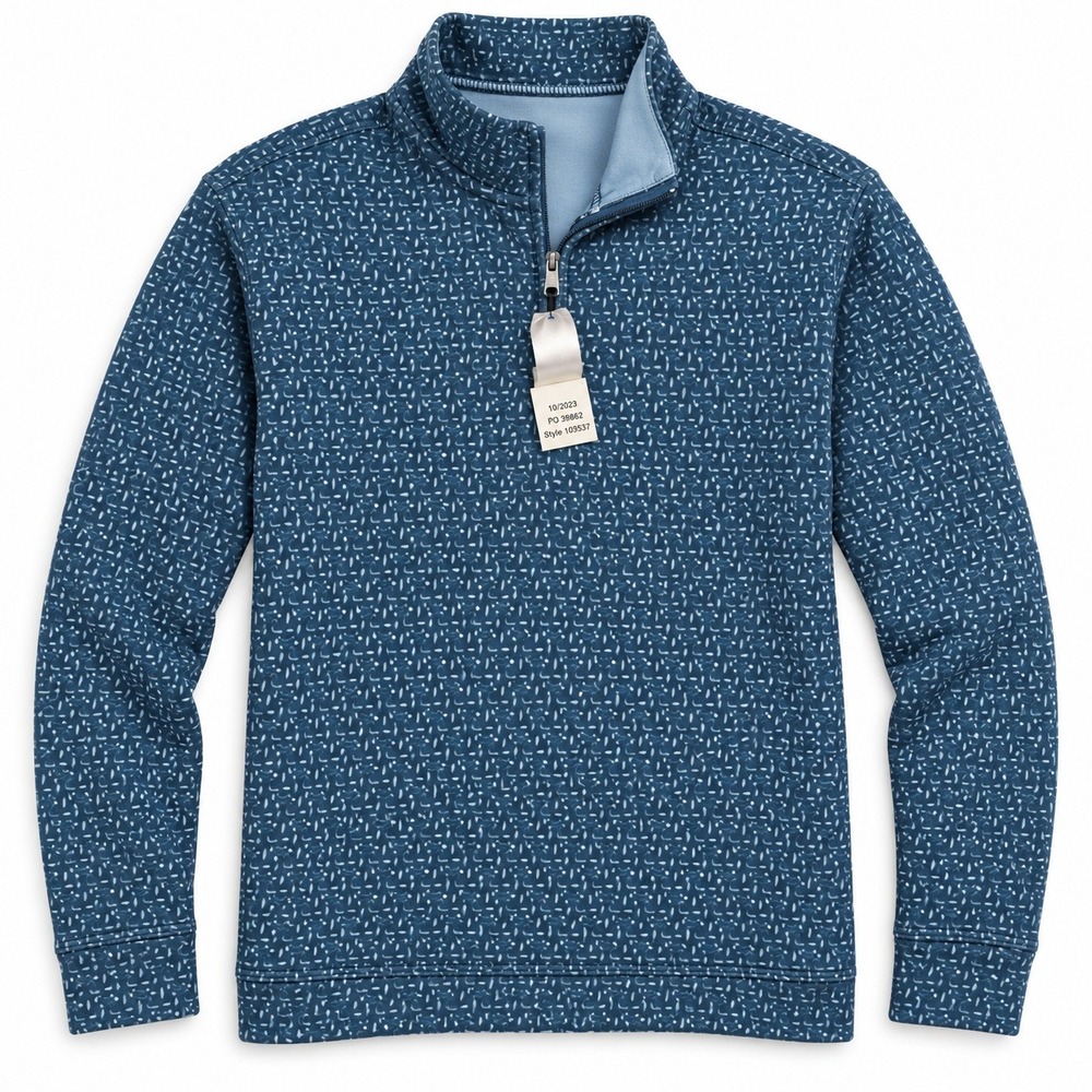 NWT Southern Tide Clubbin It Cruiser Q Zip Pullover Aged Denim 10691 Mens M - Picture 2 of 14